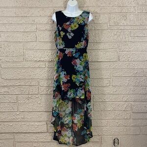 Black Floral Sleeveless Maxi Dress